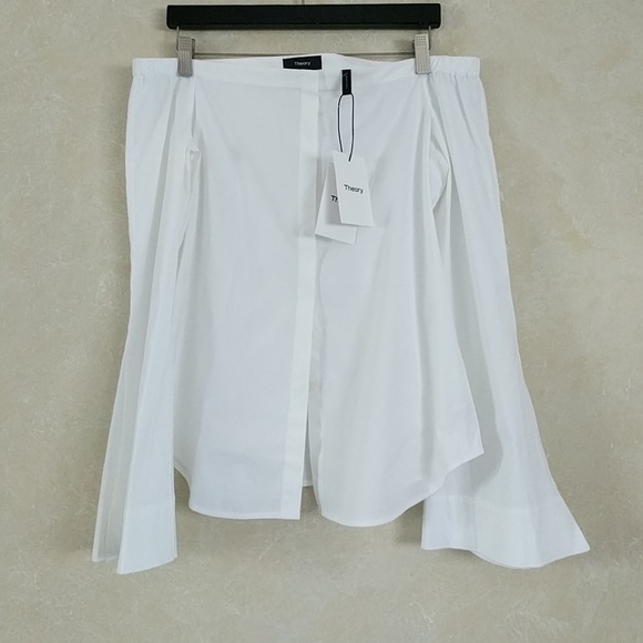 Theory Auriana Off the Shoulder White Blouse Top - Picture 4 of 8